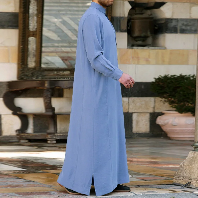 2019 мужские халаты Формальные с длинным рукавом сплошной цвет Loungewear стоячий
