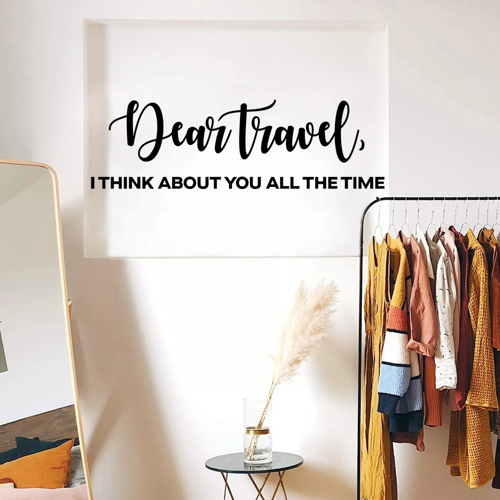 

Dear Travel I Think about You All The Time Wall Sticker Witty Modern Traveler Vacations Quote Wall Decal Living Room Office Deco