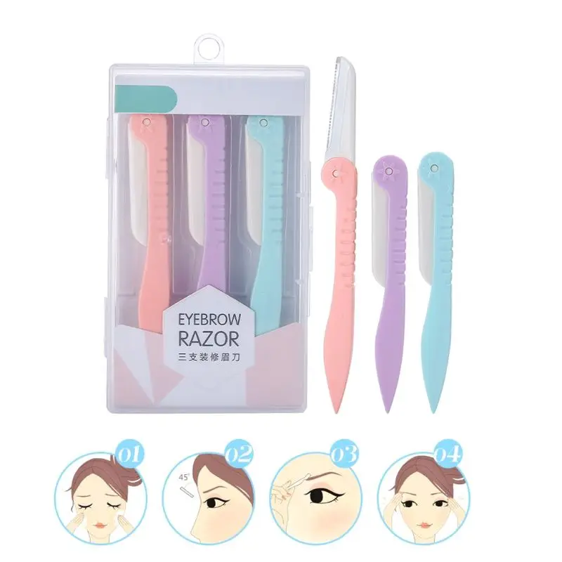 3 шт. триммер для бровей Бритва Лица Портативные лезвия Нож удаления волос набор