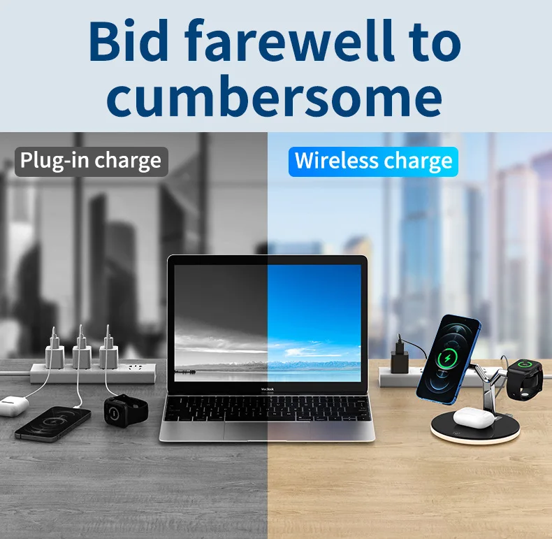 

Type-c Magsafe Wireless Charger Watch Holder Mobile Phone Desktop Magnetic Holder Wireless Charger Three-in-one for phone 12