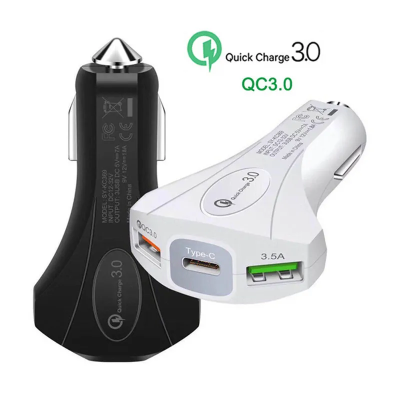 QC3.0 автомобильное зарядное устройство для телефона один трех двойной USB быстрая