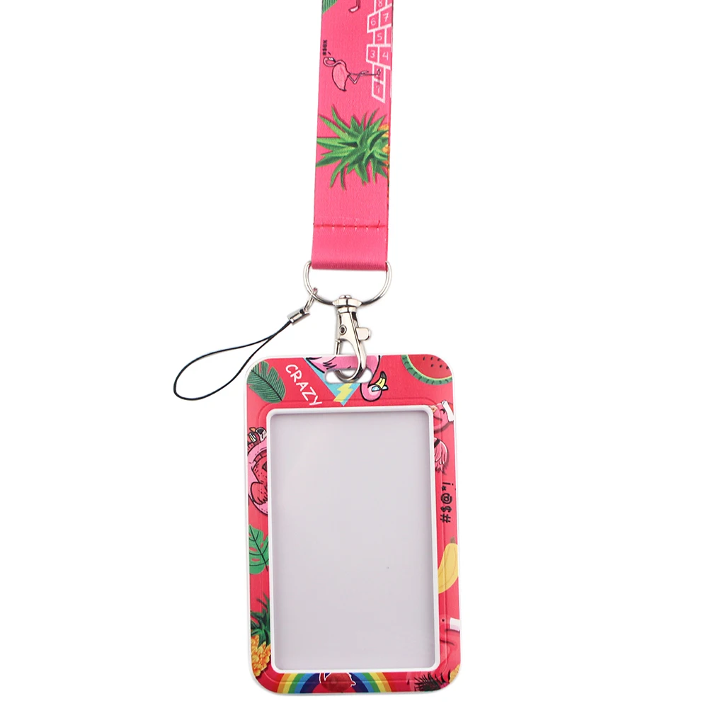 

HJ85 Flamingo Card Sets Mobile Phone Belt Keychain Cheetah Badge Camera USB Keychain Lanyard Neck Strap