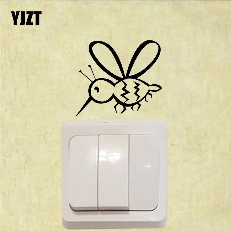 YJZT летающих насекомых Животные настенный стикер для выключателя виниловые