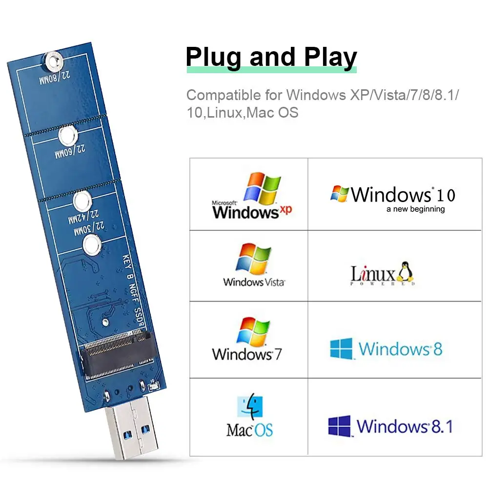 Переходник для внешнего жесткого диска onbian M.2 NGFF SSD на USB 3 0 адаптер B Key SATA