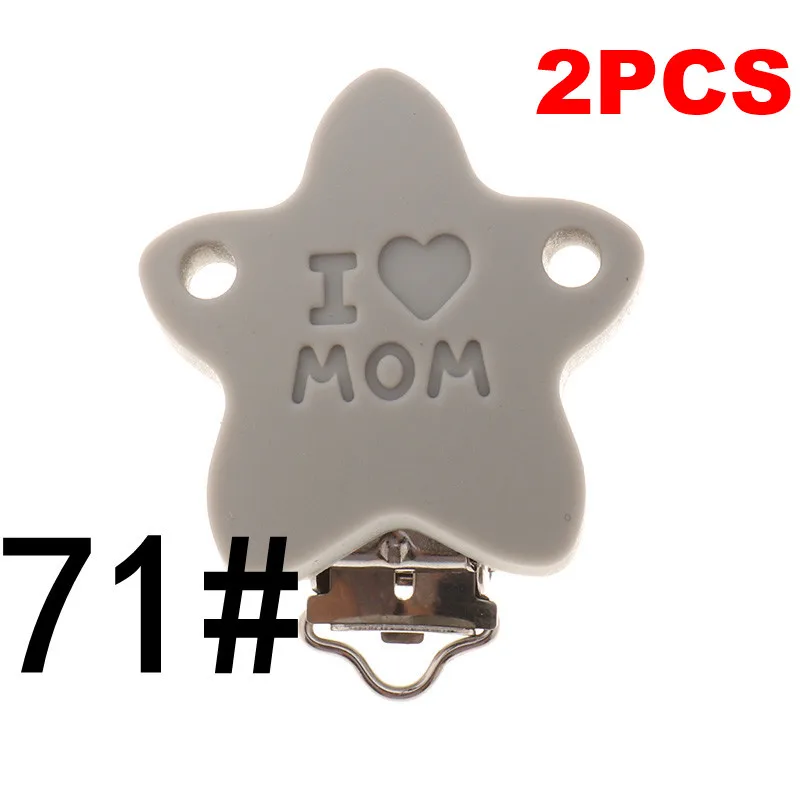 Mom-71 Light Gray Fkisbox 2pcs Mouse Pacifier Clip Silicone Bead Baby Teether& Plastic Teething Accessories Nipple Clasps Toy DIY Round Koala - Цвет: Mom-71 Light Gray