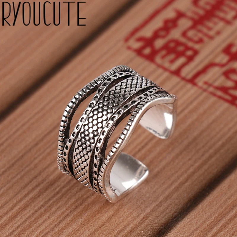 2020 горячая Распродажа Бохо Настоящий Серебряный цвет Нерегулярные кольца цепи