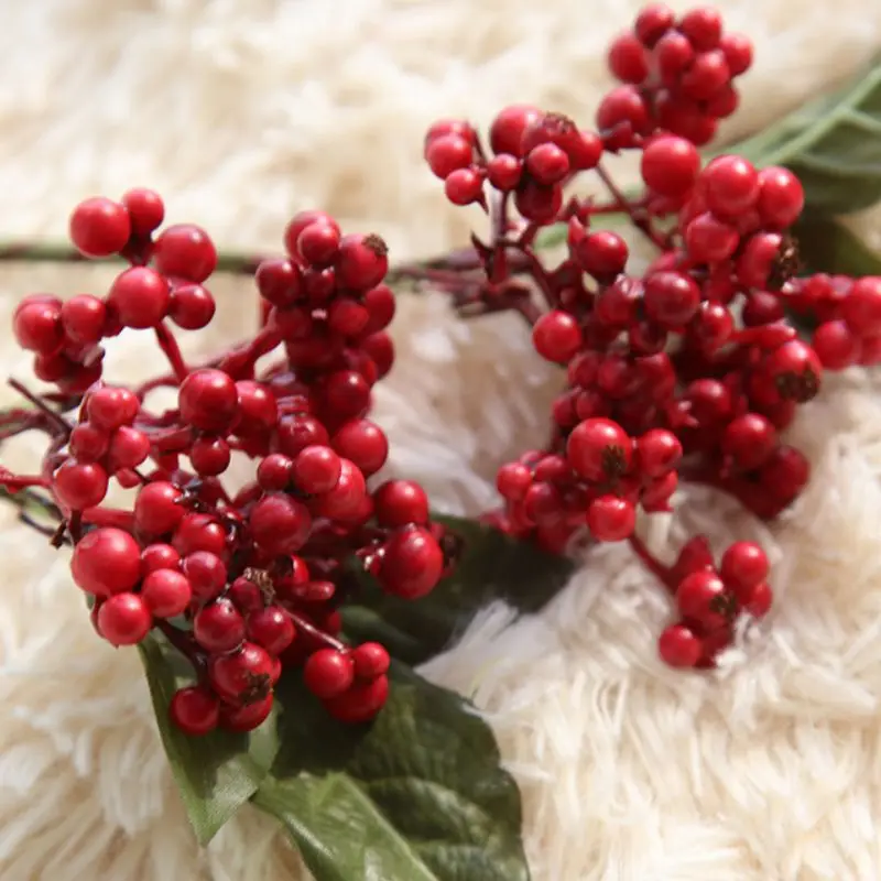 Горячая Распродажа DIY Искусственные ягоды падуба ветка цветок Организация SB