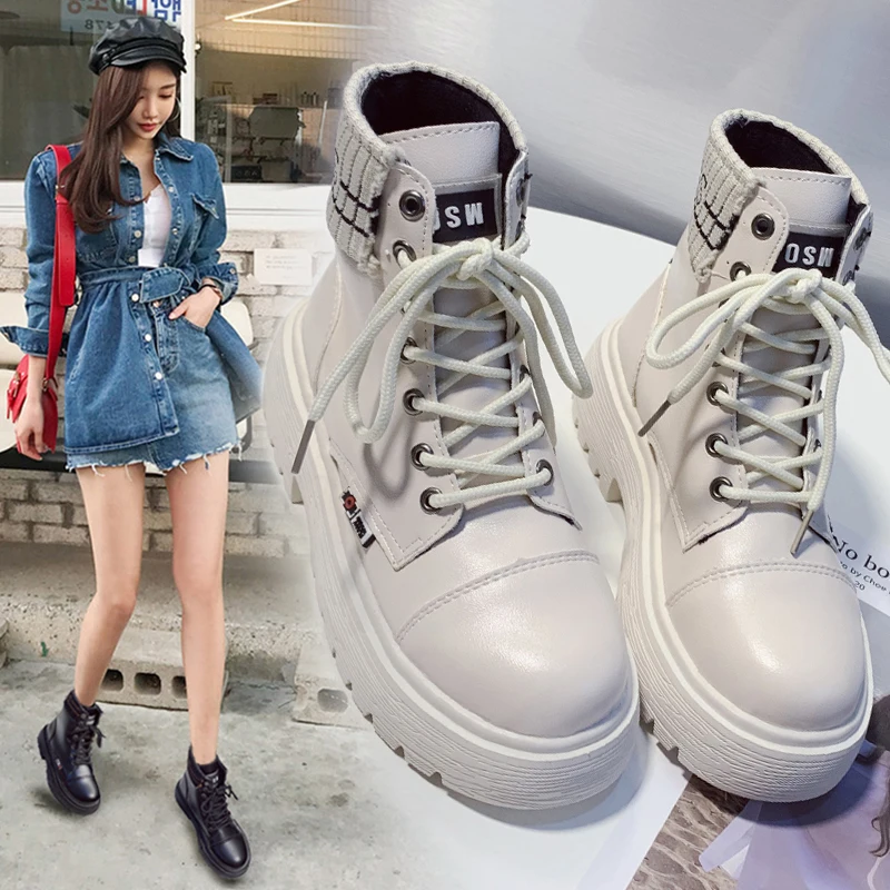 Женские осенние ботильоны повседневные женские мотоциклетные ботинки на