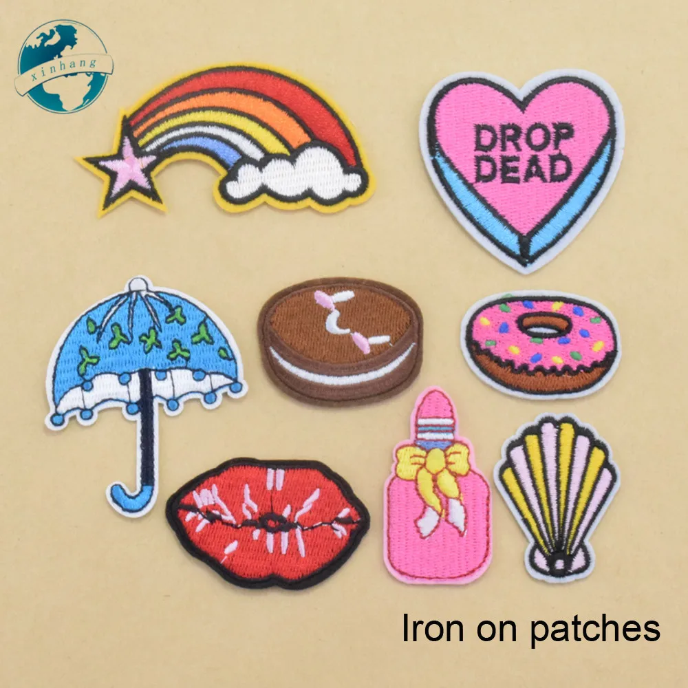 Патчи с 8 рисунками и надписью Iron On для глажения набор аппликаций сделай сам