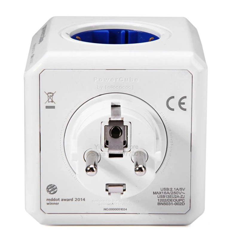 Allocacoc умный дом Электрический адаптер plug Разъем питания ЕС Plug сетевой шнур USB порты путешествия расширение Multi перешли разъем