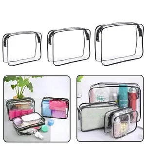 Women PVC Storage Pouch Zipper Makeup Case Transparent Toiletry Bag Cosmetic Bags