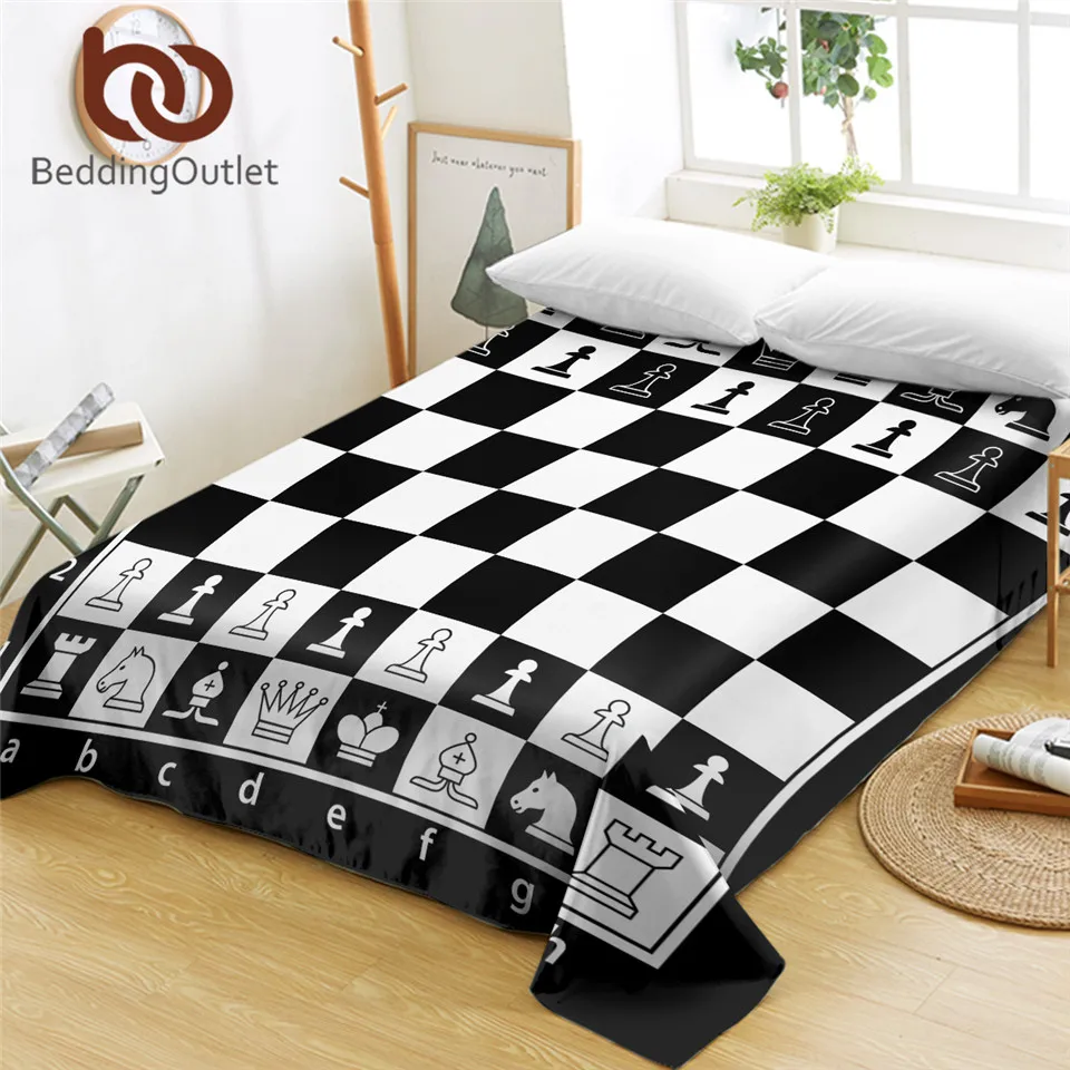 Постельное белье шахматная доска простыня для игр плоская черно белые покрывала