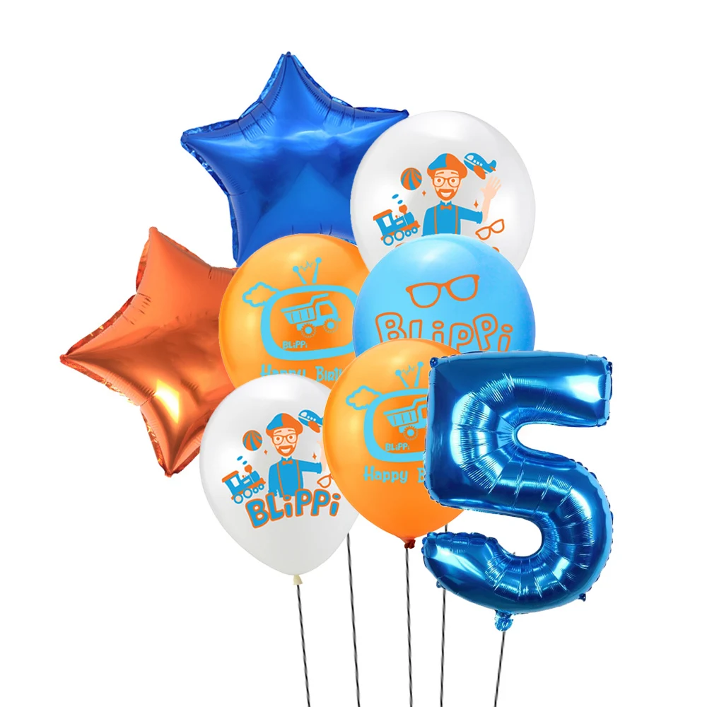 

12pcs Blippi theme birthday party decoration balloons 12 inch latex balloons baby shower Gifts English Teachers Baby Favors Toys