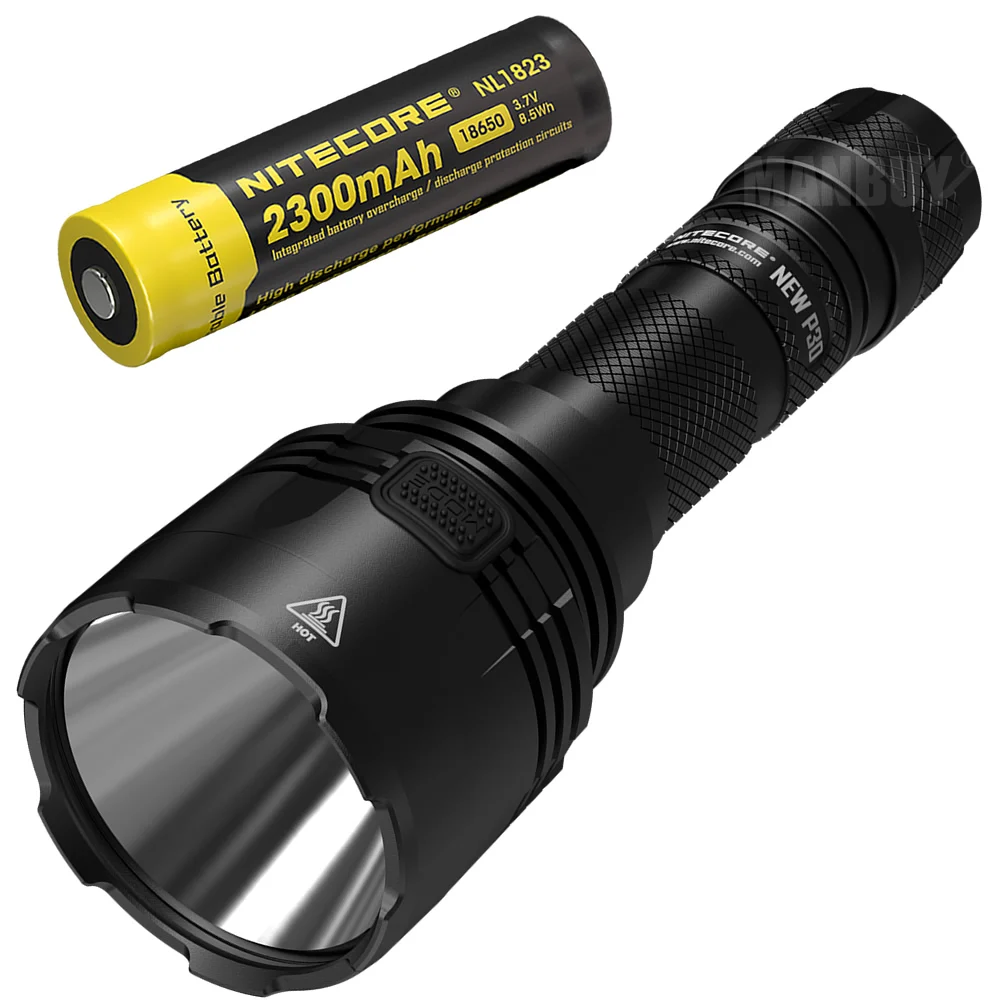 with 2300mAh Battery NITECORE NEWP30 1000 лм дальний тактический фонарь с 18650 батареей для охоты на открытом воздухе водонепроницаемый портативный фонарь - Испускаемый цвет: with 2300mAh Battery