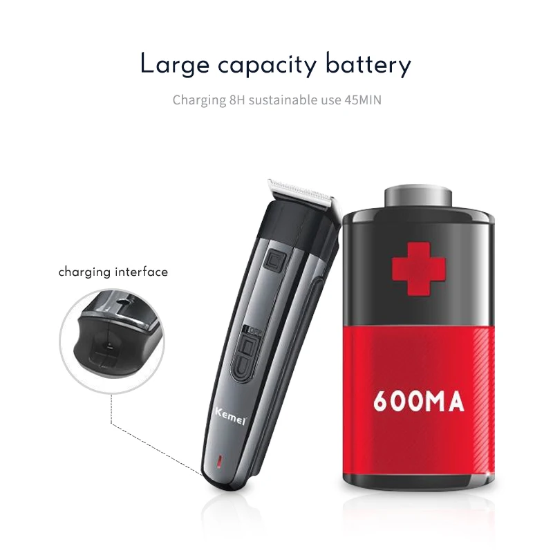 

Kemei Rechargeable Hair Clipper Electric Trimmer Low Noise Shaver Cordless Hair Cutting Machine 6 In 1 Charging Beard Trimmer 40