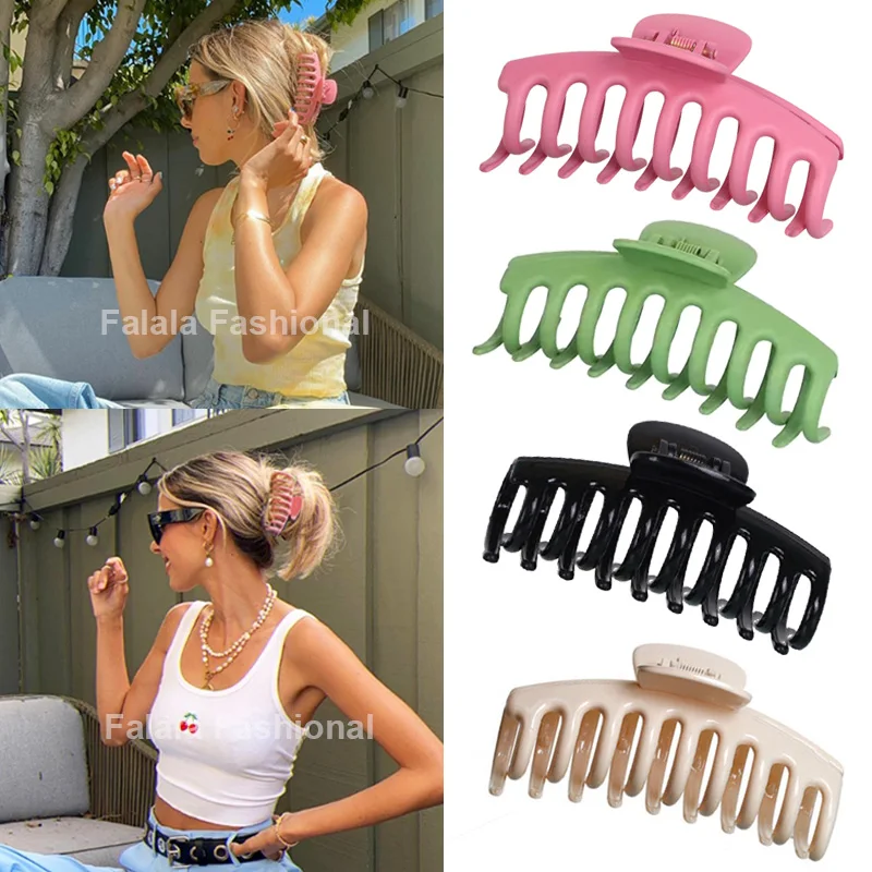 

New Solid Large Hair Claws Elegant Acrylic Hairpins Ponytail Hair Clip Barrette Crab Headwear for Women Girls Hair Accessories