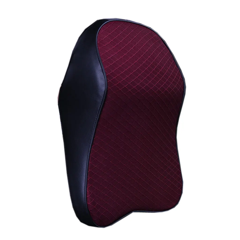 Dark red Автомобильная подушка для шеи с объемным эффектом памяти, Автомобильный подголовник, подголовник, регулируемая дышащая подушка для путешествий, держатель для сиденья - Цвет: Dark red