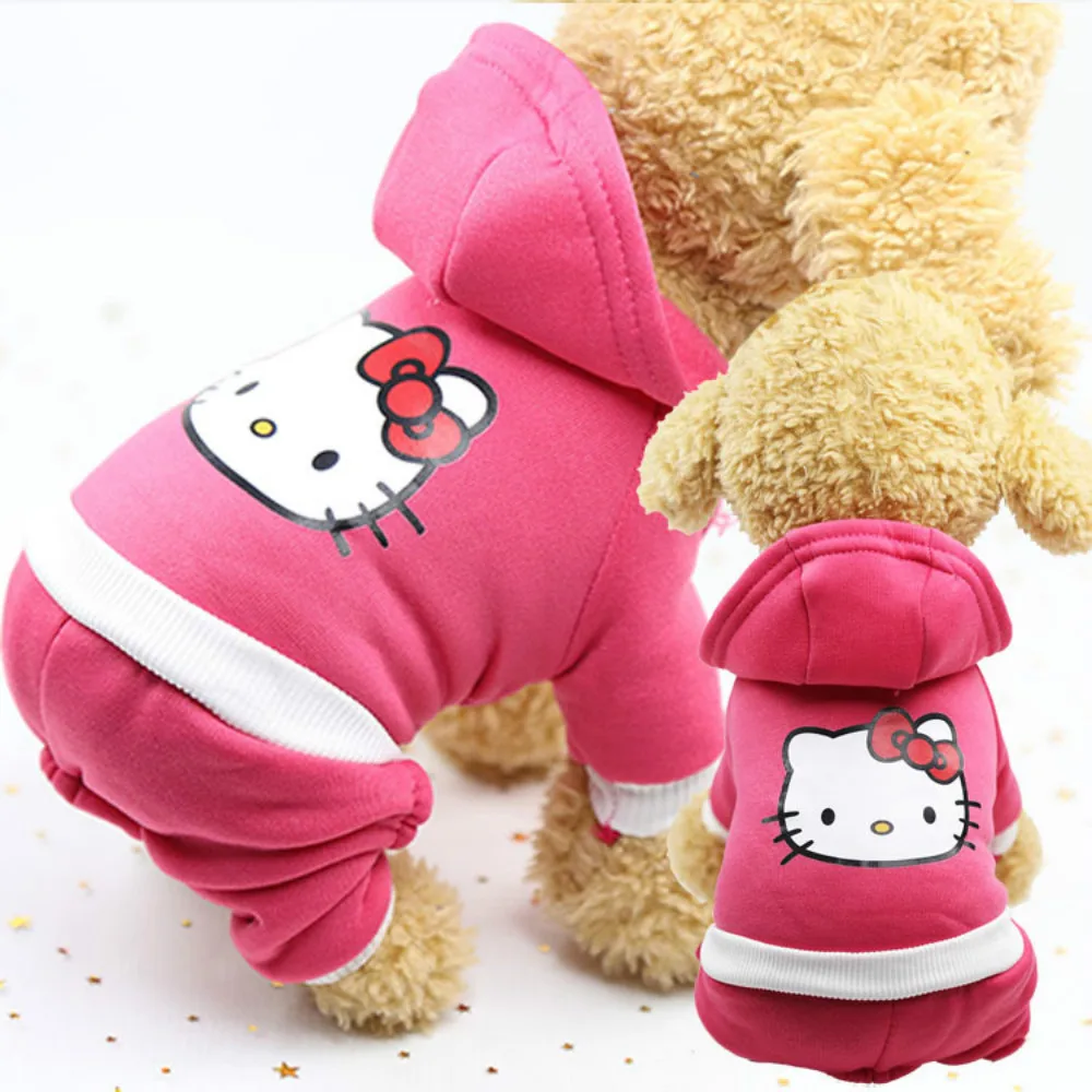 Adidog Winter Pet Dog Hoodie Clothes for Small Medium Dogs Cartoons Warm Hooded Printed Four-legged Jacket French Bulldog Coat | Дом и сад