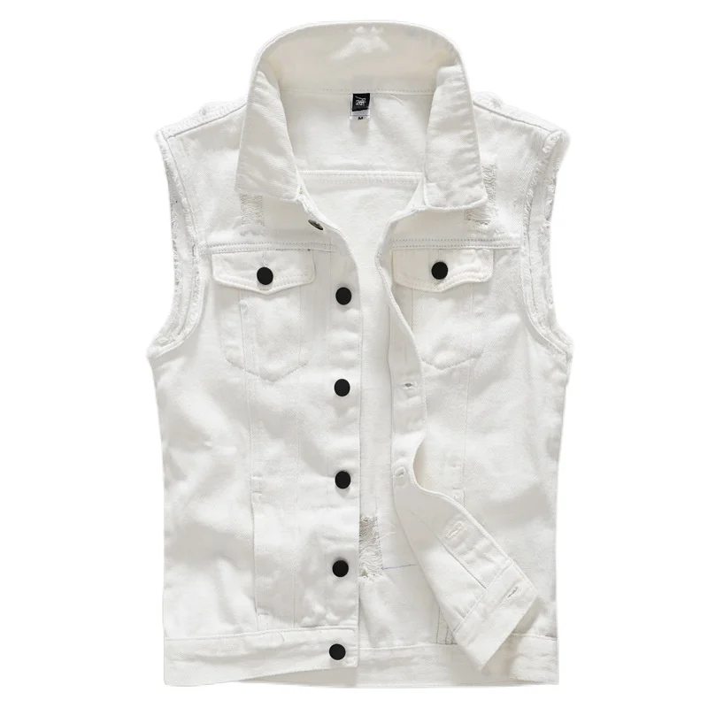 

Hot New Brand Vest Male Denim Vest Vintage Sleeveless Washed Jeans Waistcoat Man Cowboy Ripped Jacket Casual Vest men size M-5XL