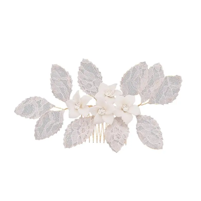 Гребень для волос из полимерной глины с цветами свадебная Шпилька кружевной