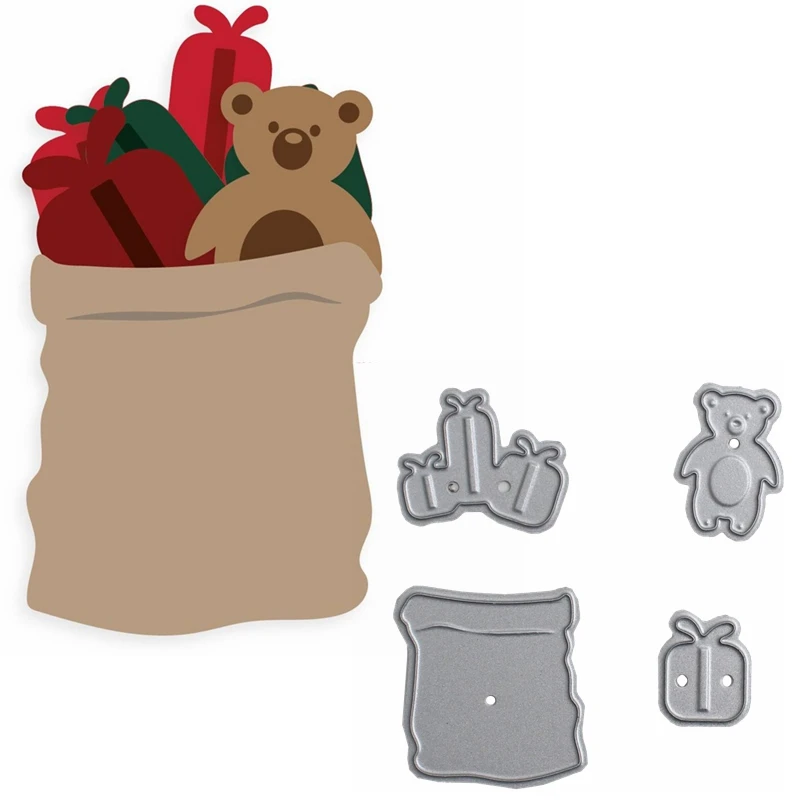 Полный пакет подарков и медвежат металлические Вырубные штампы подарки мешок