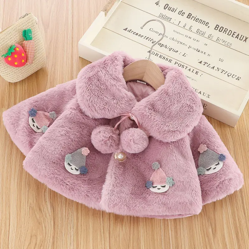 Прекрасная зимняя теплая плотная накидка для маленьких девочек одежда со