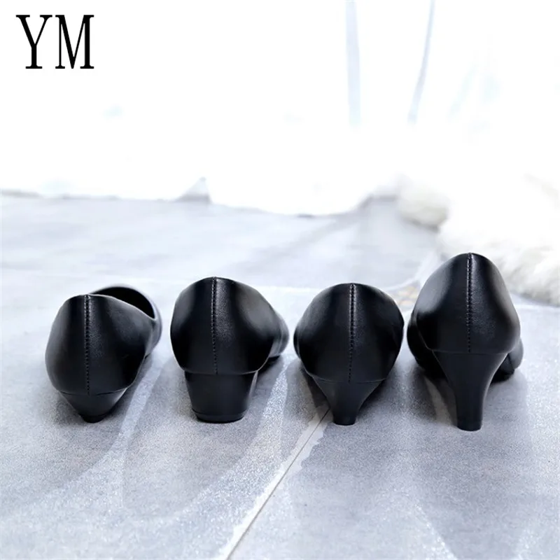 Женские туфли лодочки на высоком каблуке черные офисные классические с круглым