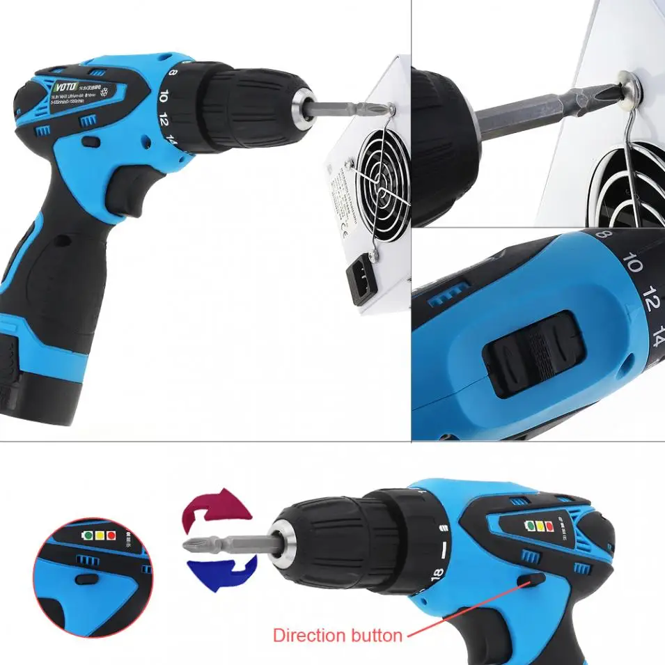 VOTO AC 100 - 240V Cordless 16.8V Electric Screwdriver with Li-ion Battery and Two-speed Adjustment Button | Инструменты