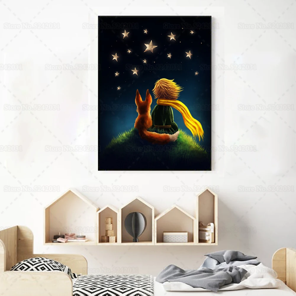 Маленький принц Детский Настенный художественный постер и лиса Печать холст
