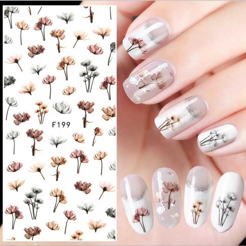 1 шт. стикеры 3D на ногти Nail Art Наклейки многоцветные цветы украшения ногтей новые