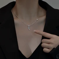meyrroyu silver color 2021 glossy butterfly crystal necklace sweet beautiful women jewelry prata 2022 original wedding gift