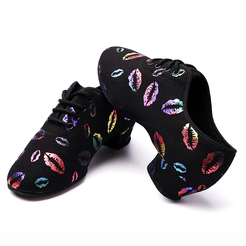 BD-47 New Colorful Lips Sneakers Teacher Training Shoes Ballroom Fitness Ballet Latin Dance Shoes Children Woman