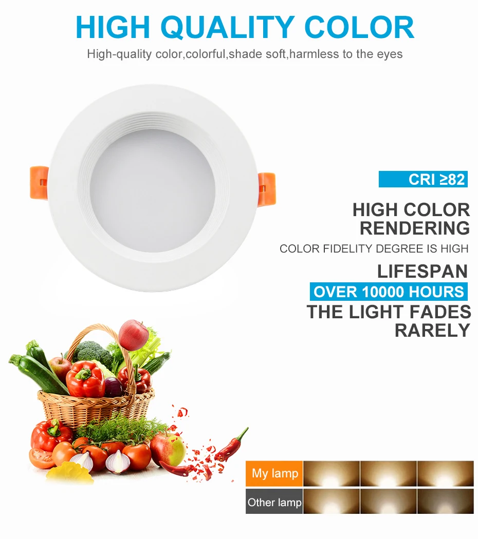 Dimmable светодиодный встраиваемый светильник, потолочный светильник 12 Вт/10 Вт/7 Вт, Светодиодный точечный светильник, AC110V 220 В, светодиодный встраиваемый светильник, внутренний светильник, светильники