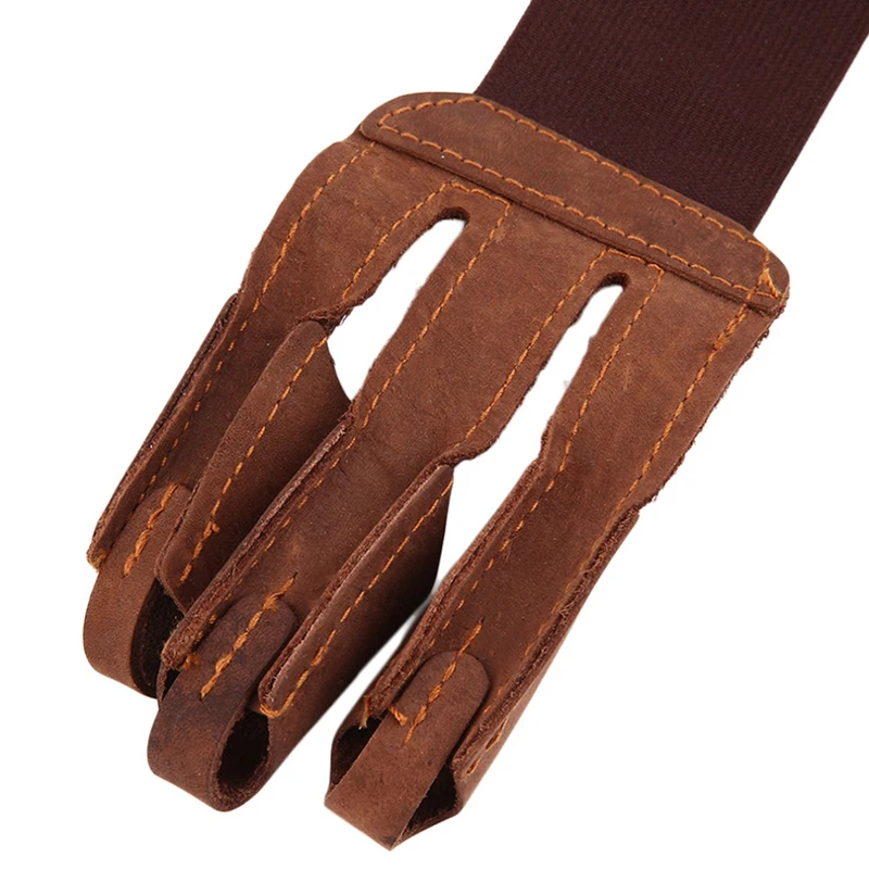 

Archery Finger Hand Shooting Protective Glove Bow Arm Guard Arrow Gloves SK2 Brown Universal Three Finger Leather For Finger