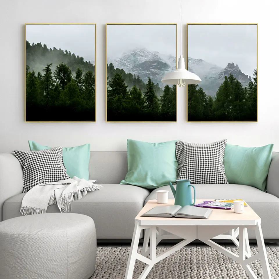 Фотографии леса скандинавский плакат пейзаж холст картина горный настенное