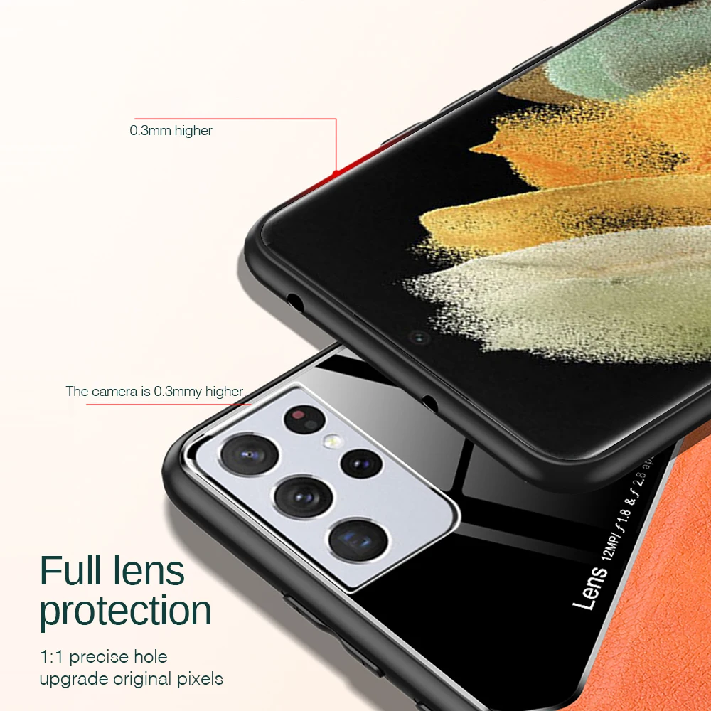 cute samsung cases leather texture car magnetic holder back cover for samsung galaxy s21 s22 ultra plus s20 fe case TPU soft frame shockproof coque kawaii samsung phone cases