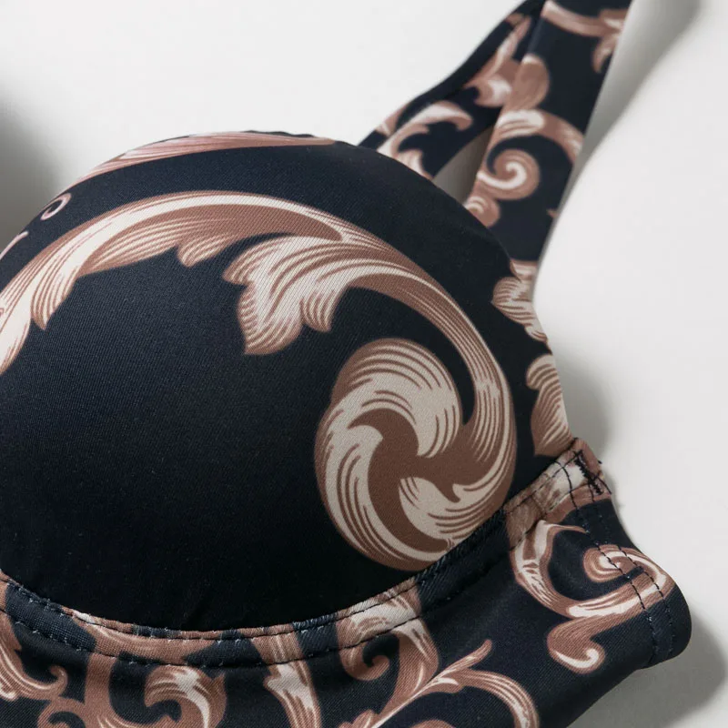 

Cheap Vintage Print Bikini New High Cut Swimwear Female Push Up Bathing Suit Women Bodysuits One-piece Woman Swimsuit Monokini