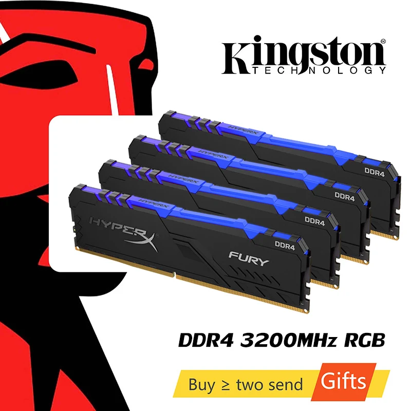 Память Kingston HyperX FURY DDR4 RGB 2666 МГц 3000 3200 3600 ОЗУ DIMM XMP 8 Гб 16 RAM s ddr4 для настольной