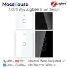 Настенный светильник Zigbee Moeshouse, сенсорный переключатель, двухсторонний переключатель, умный переключатель для ЕССША, Zigbee, без нейтрального Alexa, Google Home