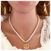 european and american fashion necklace simple temperament imitation pearl handmade beaded short clavicle chain