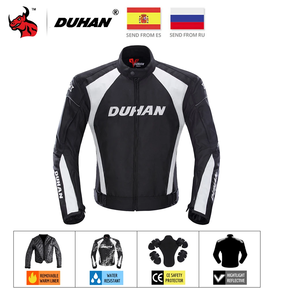 

DUHAN Motorcycle Jacket Racing Moto Jacket Clothing with Five Protector Breathable Waterproof and Windproof Laminated Fabric