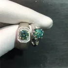 Серебряное кольцо с изумрудом 1 карат превосходной огранки, обручальное кольцо с бриллиантом, мужскоеженское, мужское, светло-зеленое, кольцо с муассанитом, серебро 925