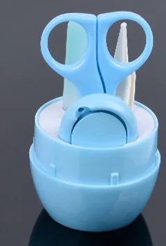 Blue Ножницы для ногтей для новорожденных детей, 4 шт./компл., детская безопасная медицинская аптечка, аппаратные средства для маникюра, термометр для стрижки волос, инструменты для ухода за ногтями - Цвет: Blue