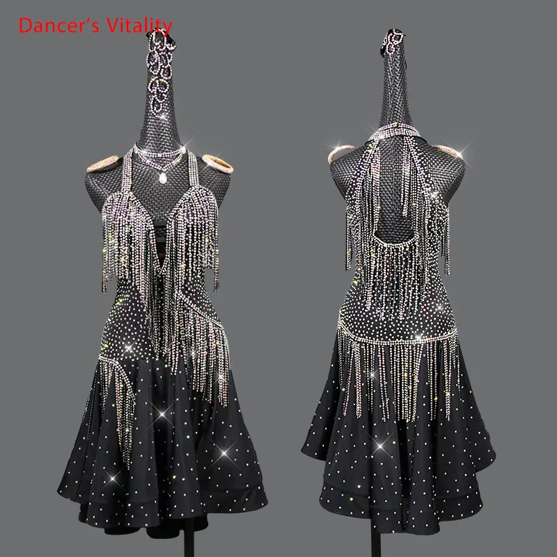 Новинка костюм для латинских танцев выступлений женский взрослых черный