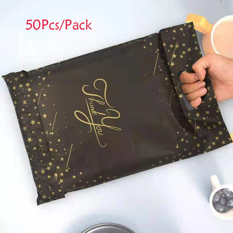 

50Pcs/pack Mail Bags Poly Mailer Packaging Envelopes Self Seal Courier Storage Express Bags Clothes Mailers With Handle Custom