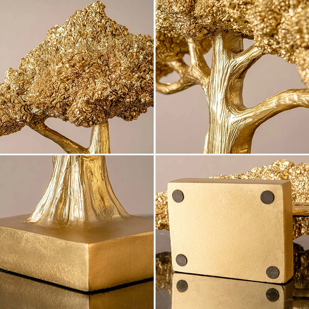 

Money Tree Bonsai craft decorative statue Resin golden lucky tree Ornaments home Decor gift Livingroom office art sculpture