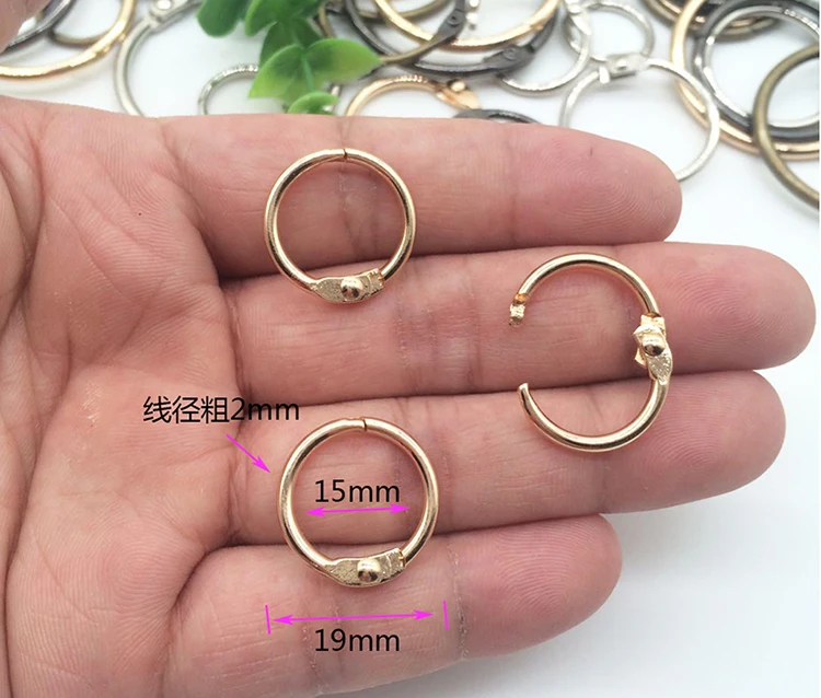 15mm light gold 5 шт. металлические кольца для ноутбуков, Золотое шарнирное кольцо, Школьное свободное кольцо с листьями, кольцевые обручи для скрапбукинга, альбом, Офисная прищепка, кольцо - Цвет: 15mm light gold