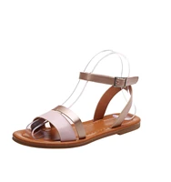 2021 new summer comfortable casual round toe buckle flat bottom womens sandals