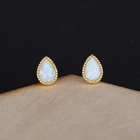 100 925 sterling silver stud earrings for women gold water drop fine jewelry femme color opal earings fashion jewelry