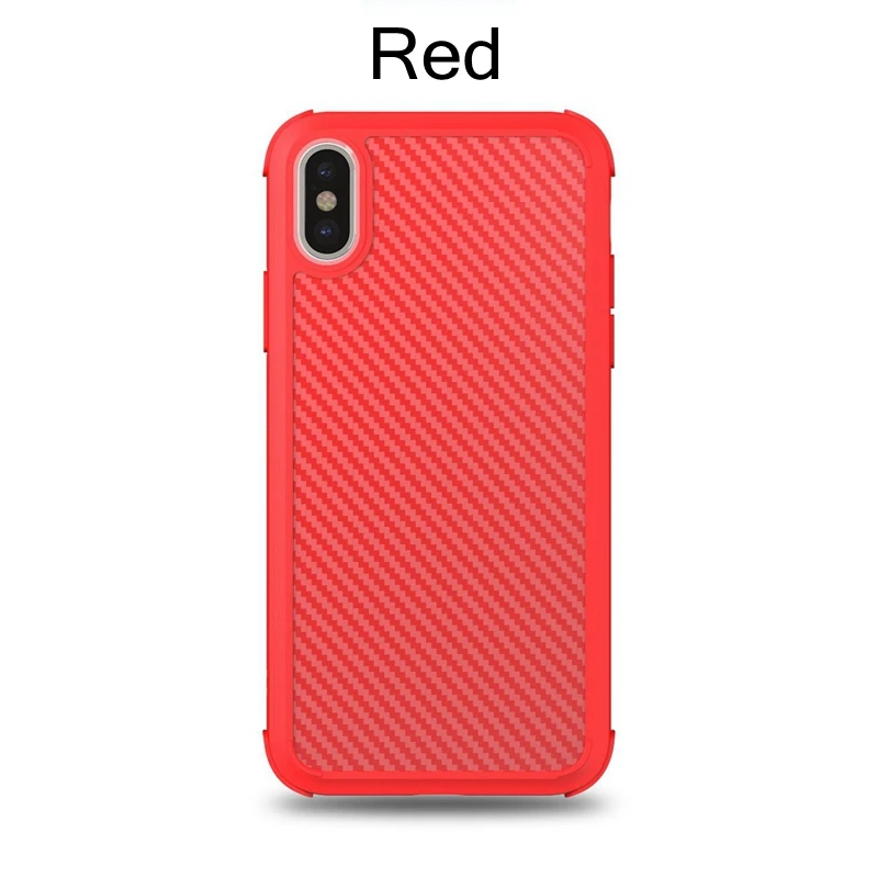 Красный Ударопрочный чехол из углеродного волокна для iPhone 11 Pro X XS MAX XR 7 8 6 6S Plus, мягкий силиконовый резиновый матовый тонкий защитный чехол - Цвет: Красный